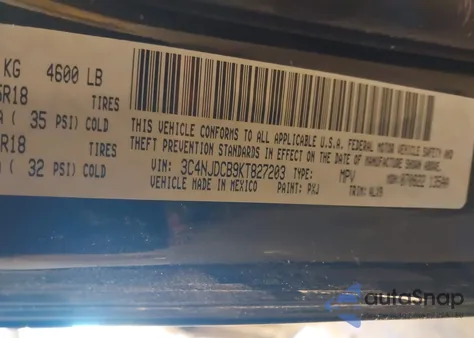 2019 Jeep Compass Limited 4X4 из США, поврежденный, VIN 3C4NJDCB9KT827203